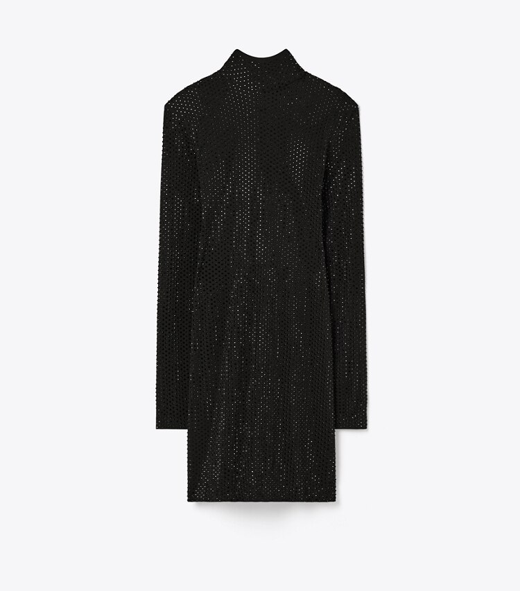 Tory Burch designer robes Robe à col roulé en viscose orné dans Black de face