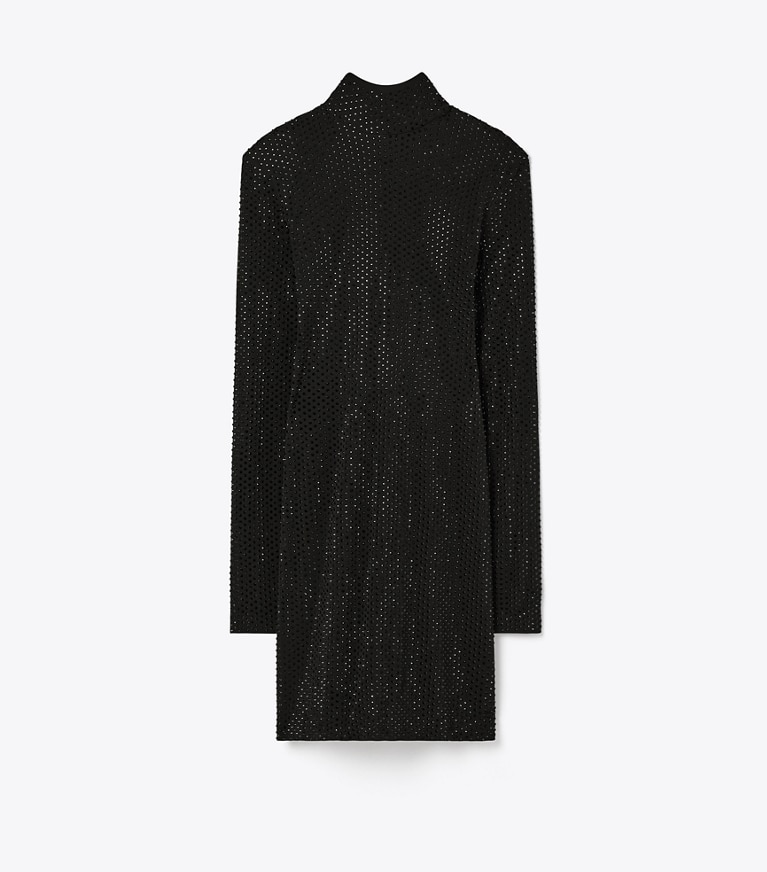 Tory Burch designer robes Robe à col roulé en viscose orné dans Black de face
