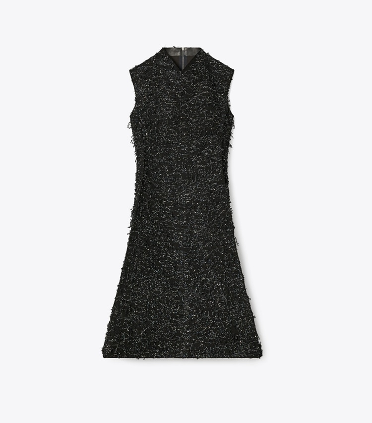Tory Burch designer robes Robe à franges à sequins in Black front