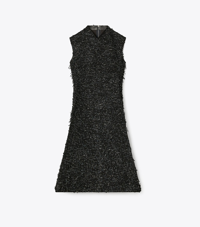 Tory Burch designer robes Robe à franges à sequins in Black front