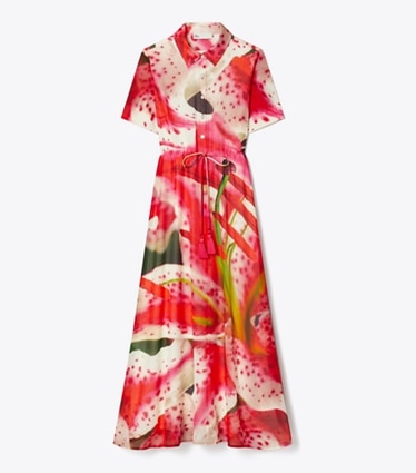 Tory Burch designer paréos Robe chemise en coton in Pink Lily front