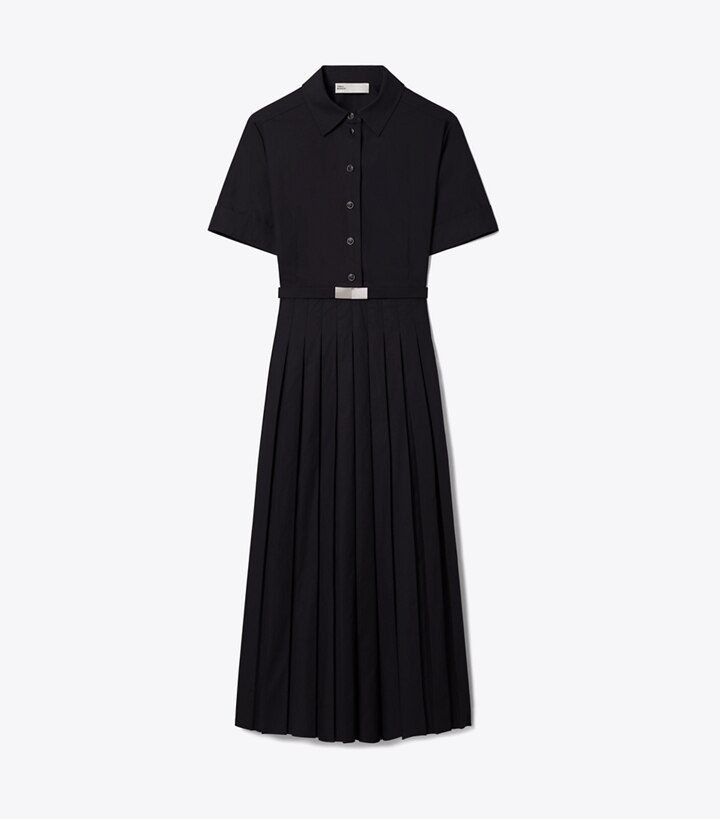 Tory Burch designer robes Robe chemise en popeline à pinces dans Black de face