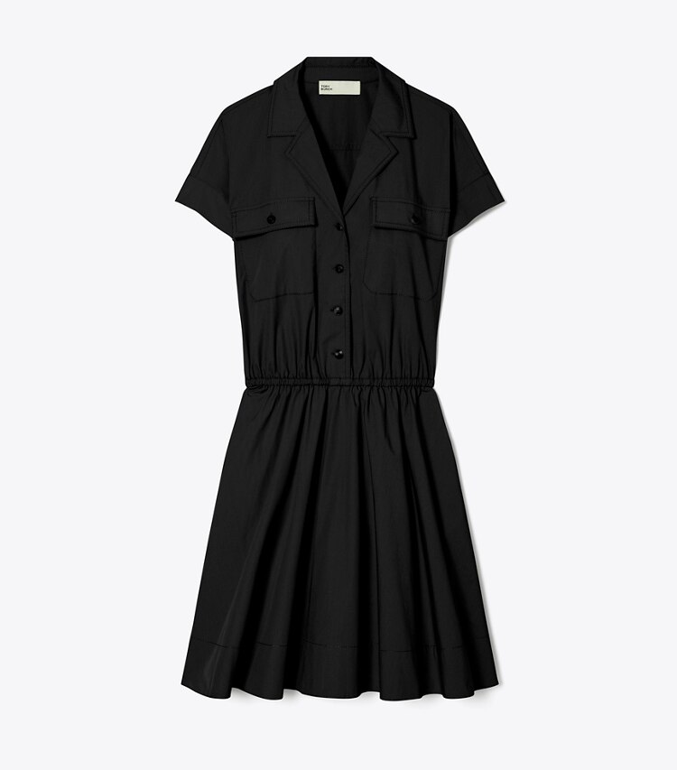 Tory Burch designer robes Robe chemise en popeline de coton in Black front