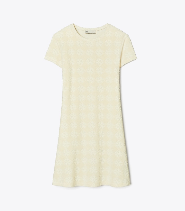 Tory Burch designer paréos Robe chemisier en éponge jacquard à logo dans NEW IVORY de face