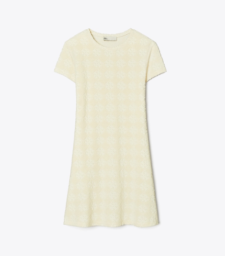 Tory Burch designer paréos Robe chemisier en éponge jacquard à logo dans NEW IVORY de face