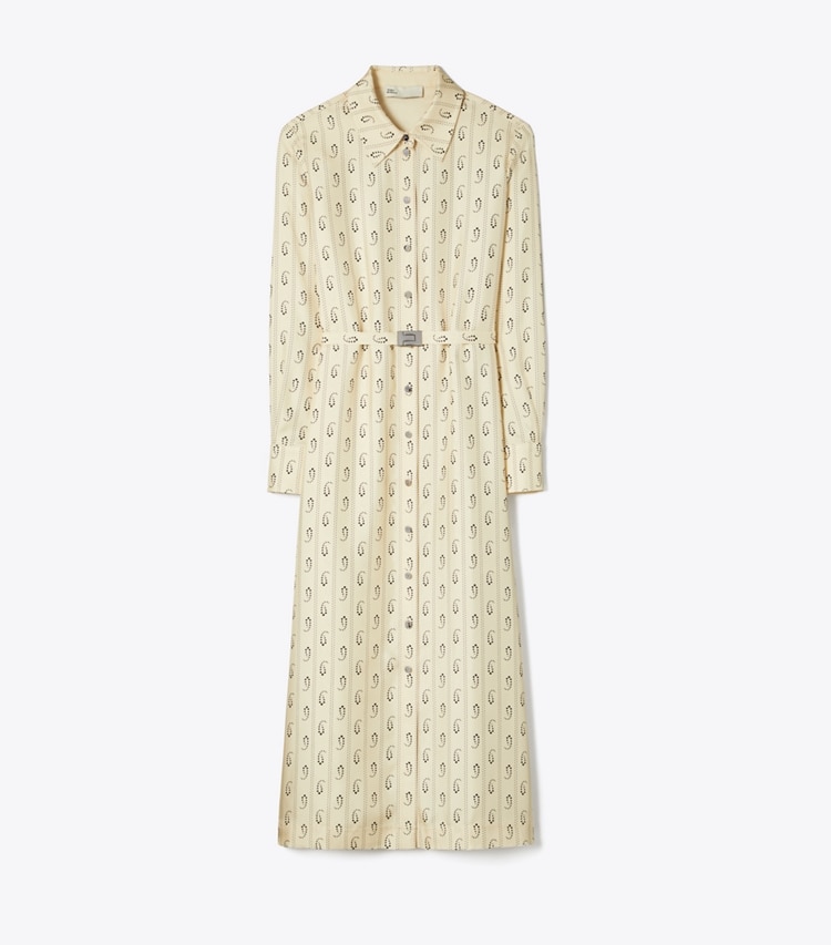 Tory Burch designer robes Robe chemisier en soie imprimée dans Light Sand Paisley de face