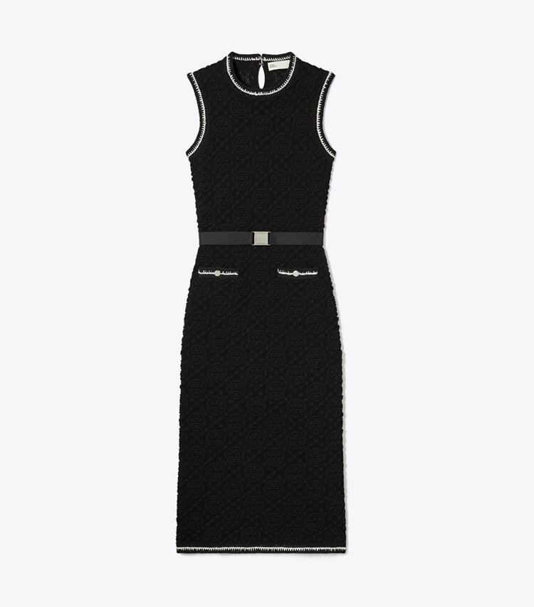 Tory Burch designer robes Robe débardeur en coton maille pointelle in Black front