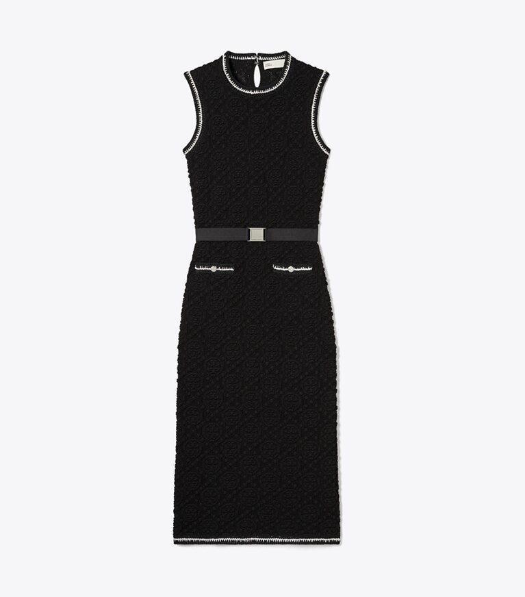 Tory Burch designer robes Robe débardeur en coton maille pointelle in Black front