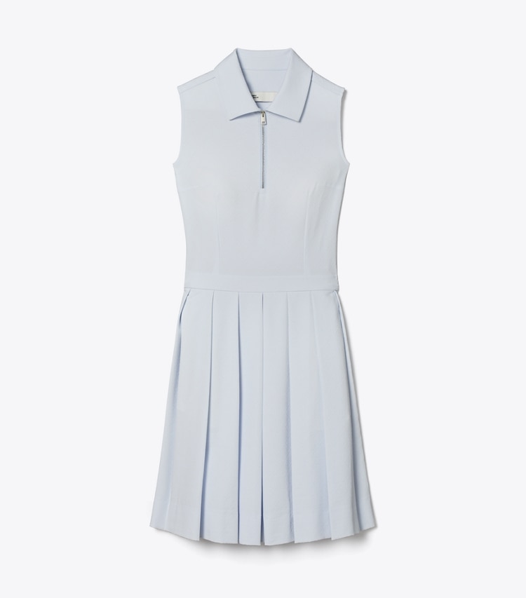 Tory Sport designer robes Robe de golf à pinces en jacquard T Monogram dans Light Blue T Monogram Mini Sport de face