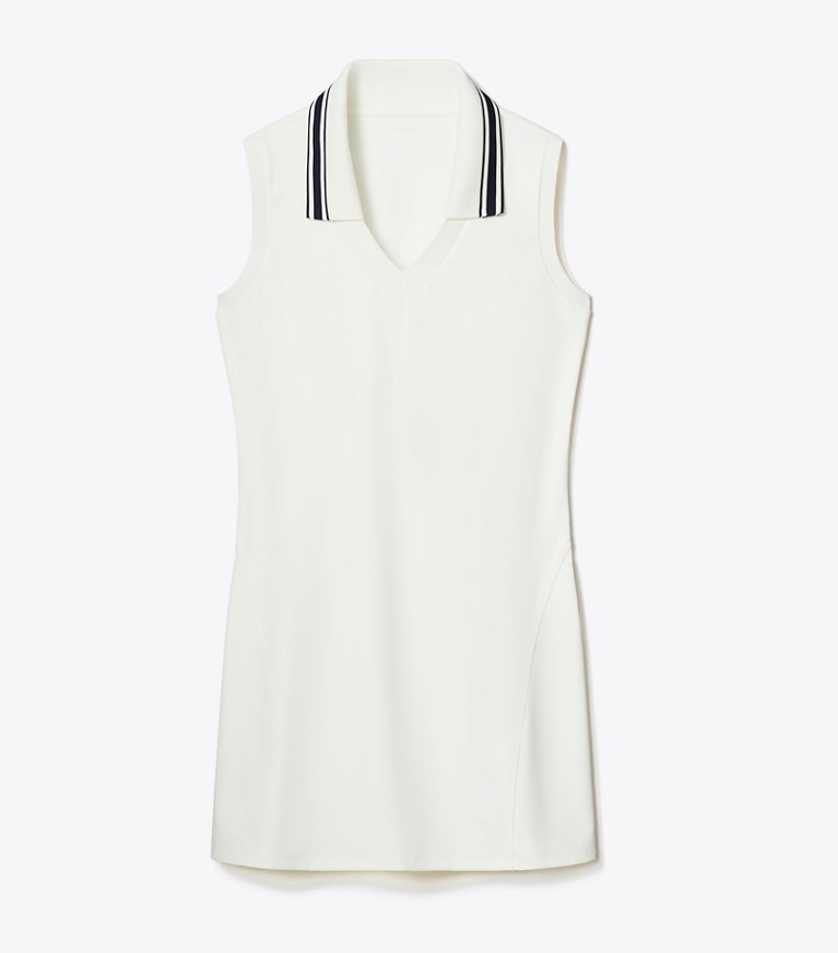 Tory Burch designer robes Robe de tennis à encolure en V in Snow White front