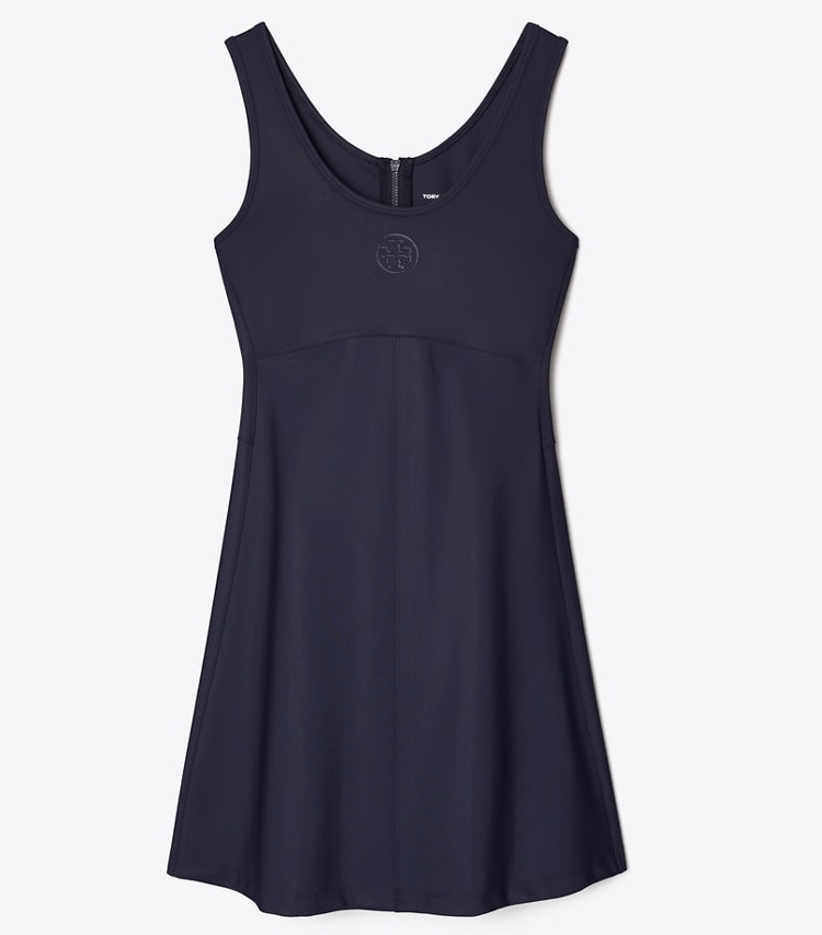 Tory Burch designer hauts Robe de tennis avec logo embossé dans Medium Navy de face