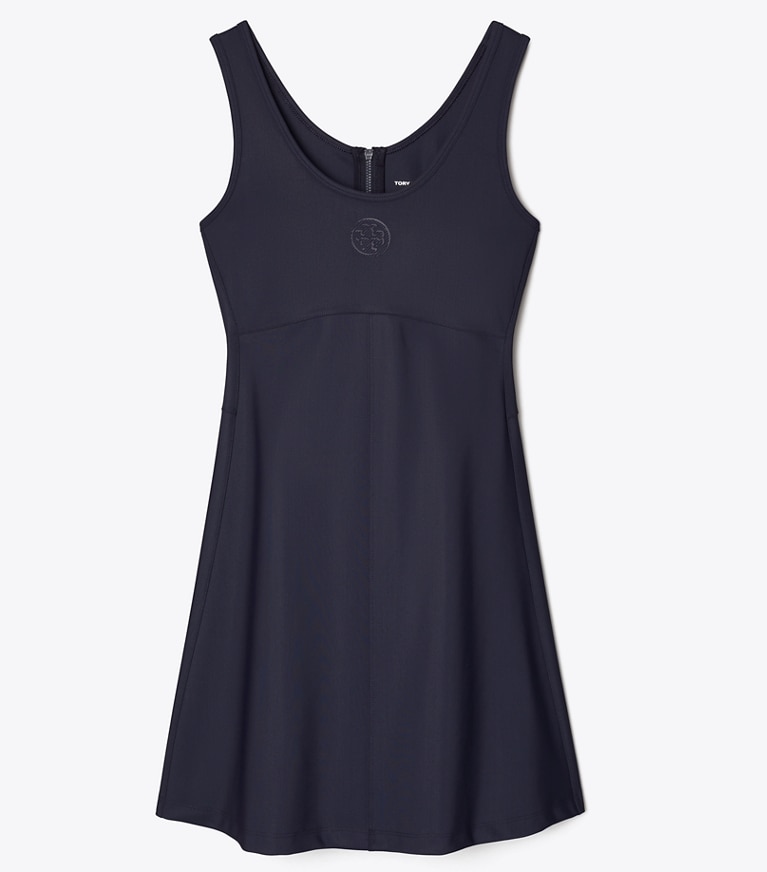 Tory Burch designer hauts Robe de tennis avec logo embossé dans Medium Navy de face