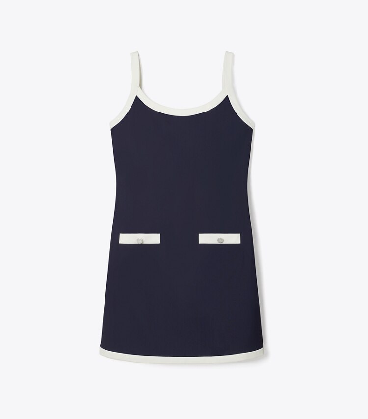 Tory Sport designer robes Robe de tennis en jersey in Deep Navy / Snow White front