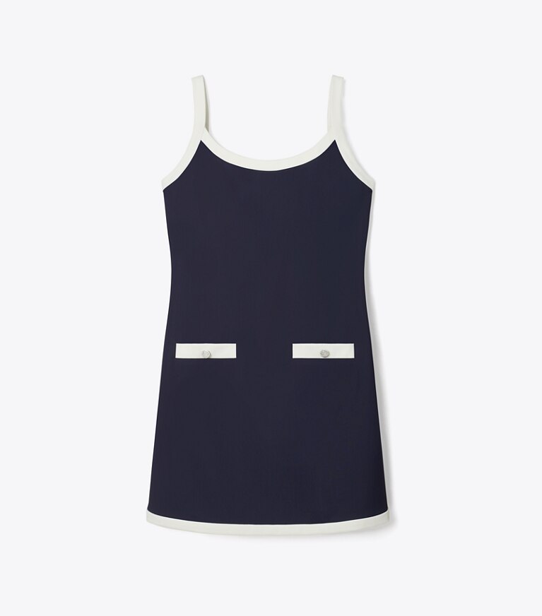 Tory Sport designer robes Robe de tennis en jersey in Deep Navy / Snow White front