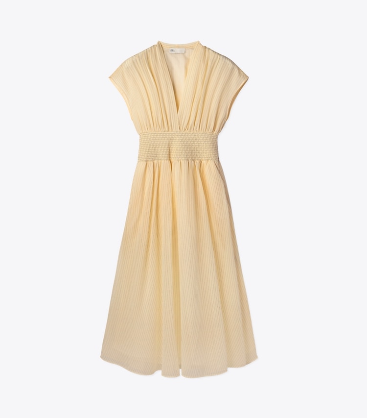Tory Burch designer robes Robe en coton à rayures in Cream front