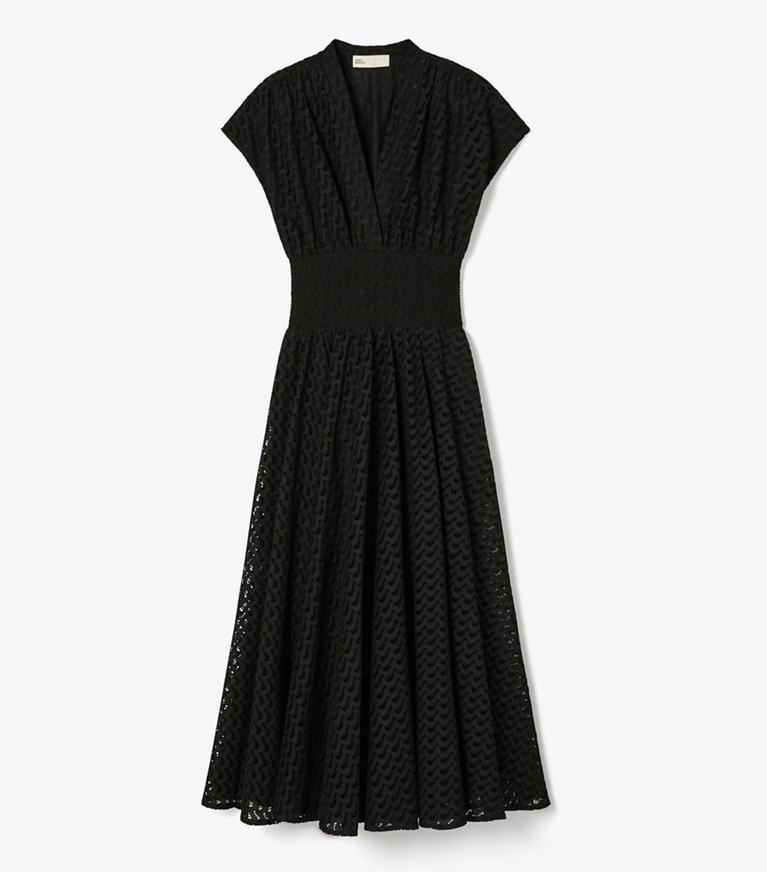 Tory Burch designer robes Robe en coton brodé in Black front