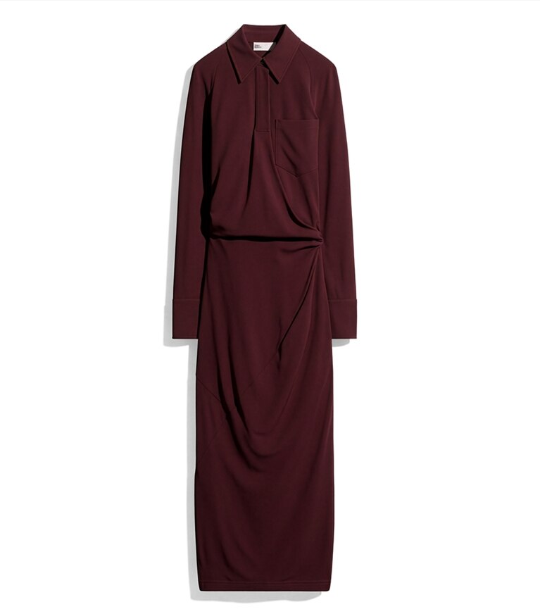 Tory Burch designer robes Robe en jersey à poignets dans Mahogany supplémentaire