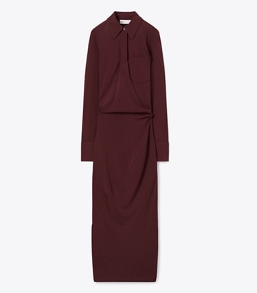 Tory Burch designer robes Robe en jersey à poignets dans Mahogany de face