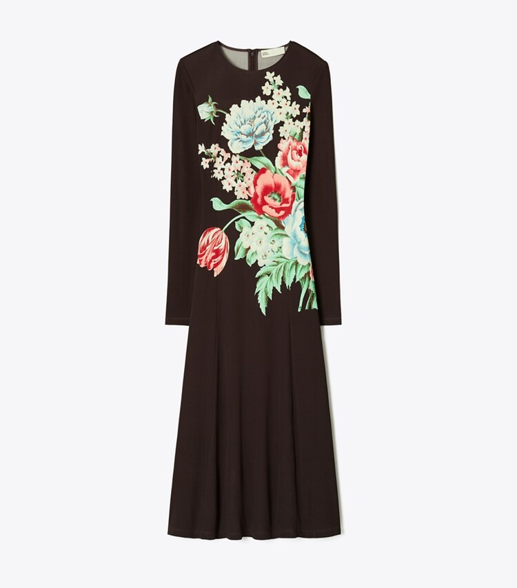 Tory Burch designer robes Robe en jersey de viscose imprimée in Brown Chair Floral front