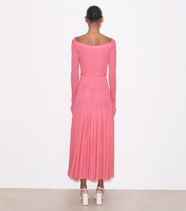 Tory Burch designer robes Robe en jersey de viscose in Peony on model back