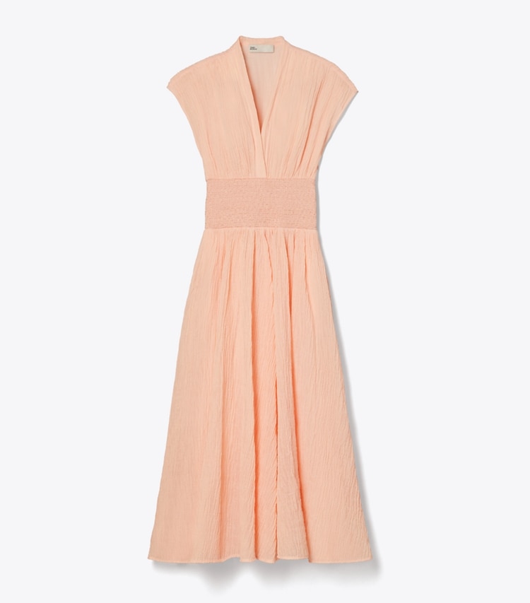 Tory Burch designer robes Robe en lin à encolure en V dans Melon de face