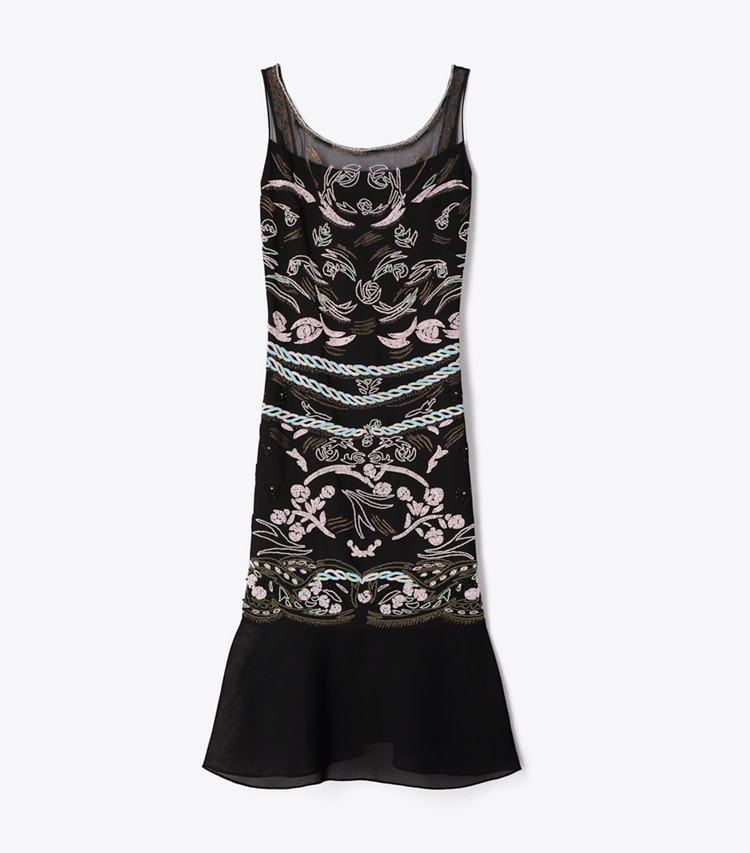 Tory Burch designer robes Robe en maille ornée dans BLACK de face