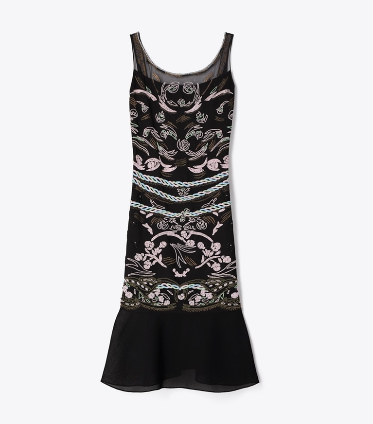 Tory Burch designer robes Robe en maille ornée dans BLACK de face