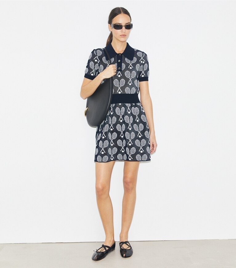 Tory Sport designer robes Robe en maille Racquet dans Tory Navy / New Ivory supplémentaire sur le modèle