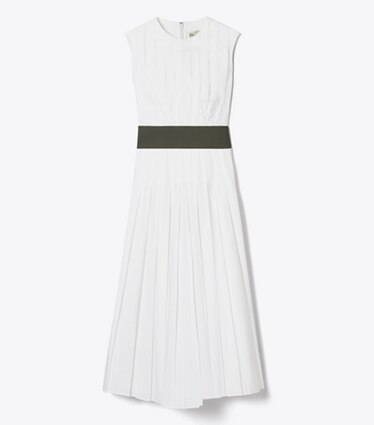 Tory Burch designer robes Robe en popeline à pinces dans White de face