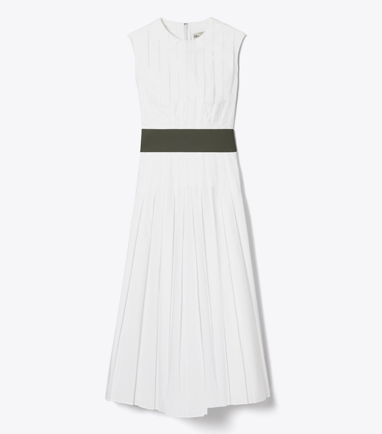 Tory Burch designer robes Robe en popeline à pinces dans White de face