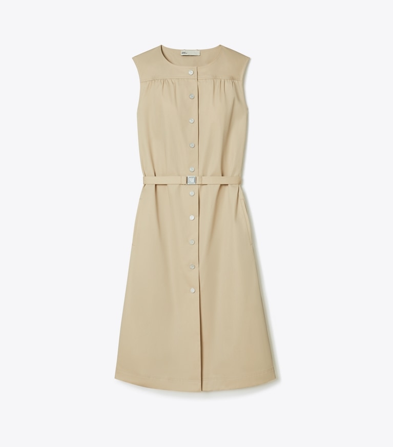 Tory Burch designer robes Robe en popeline de coton dans TORTORA de face