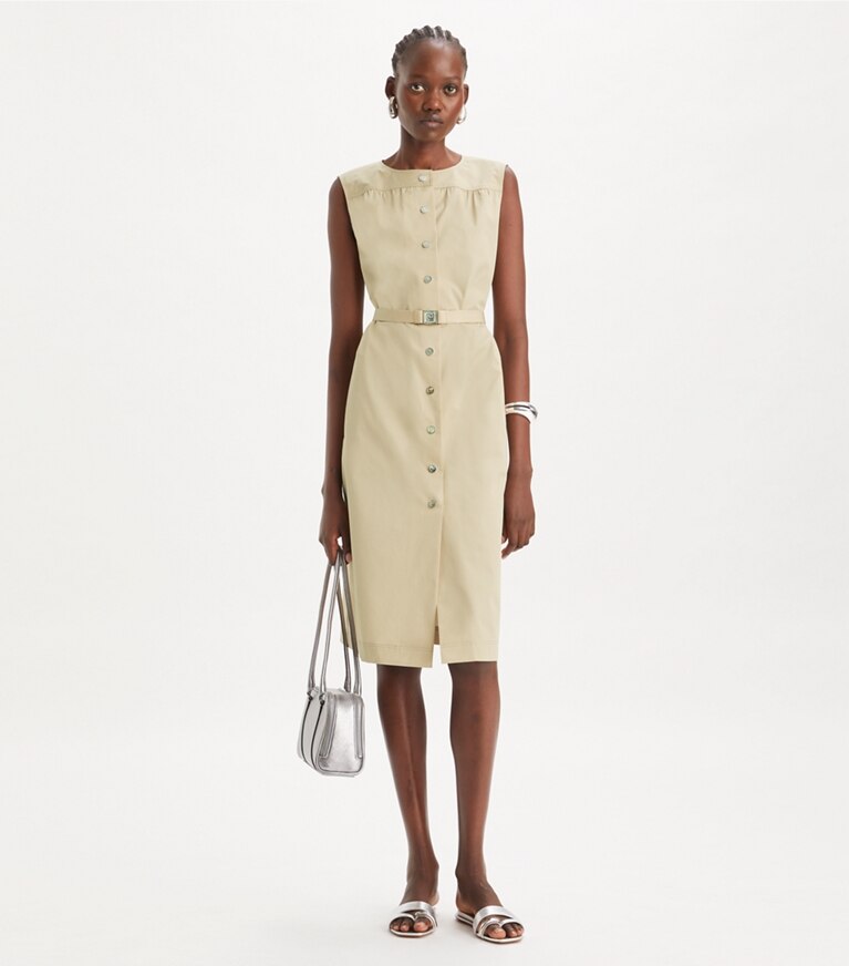 Tory Burch designer robes Robe en popeline de coton dans TORTORA sur modèle, de face