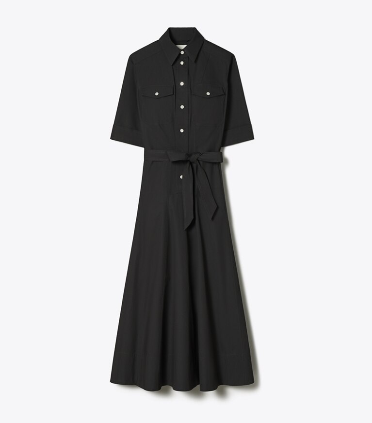 Tory Burch designer robes Robe en popeline in Black front