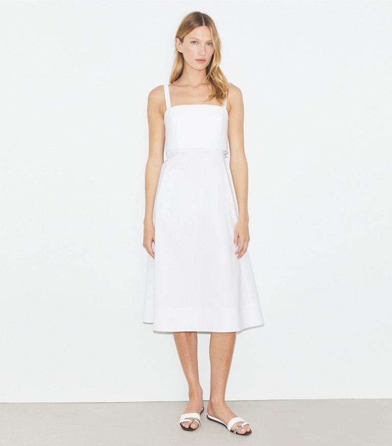 Tory Burch designer robes Robe en popeline in White front