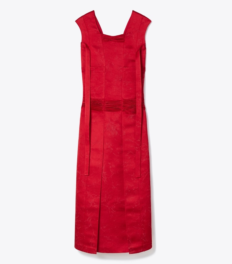 Tory Burch designer robes Robe en soie à taille basse dans Strawberry de face