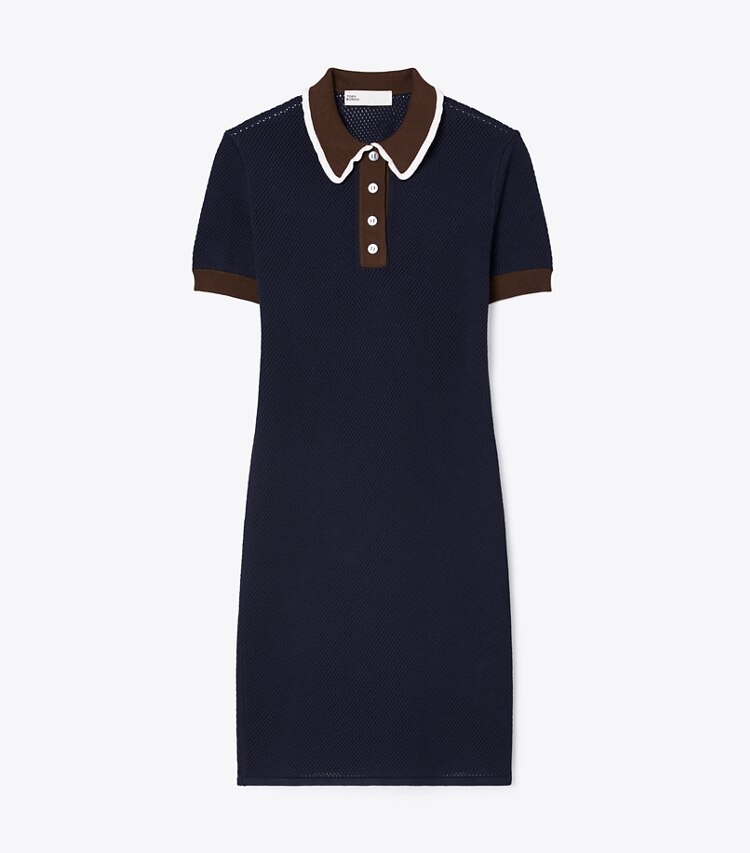 Tory Sport designer robes Robe en viscose maille pointelle in Tory Navy front