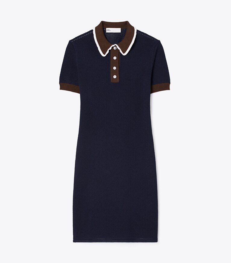 Tory Sport designer robes Robe en viscose maille pointelle in Tory Navy front