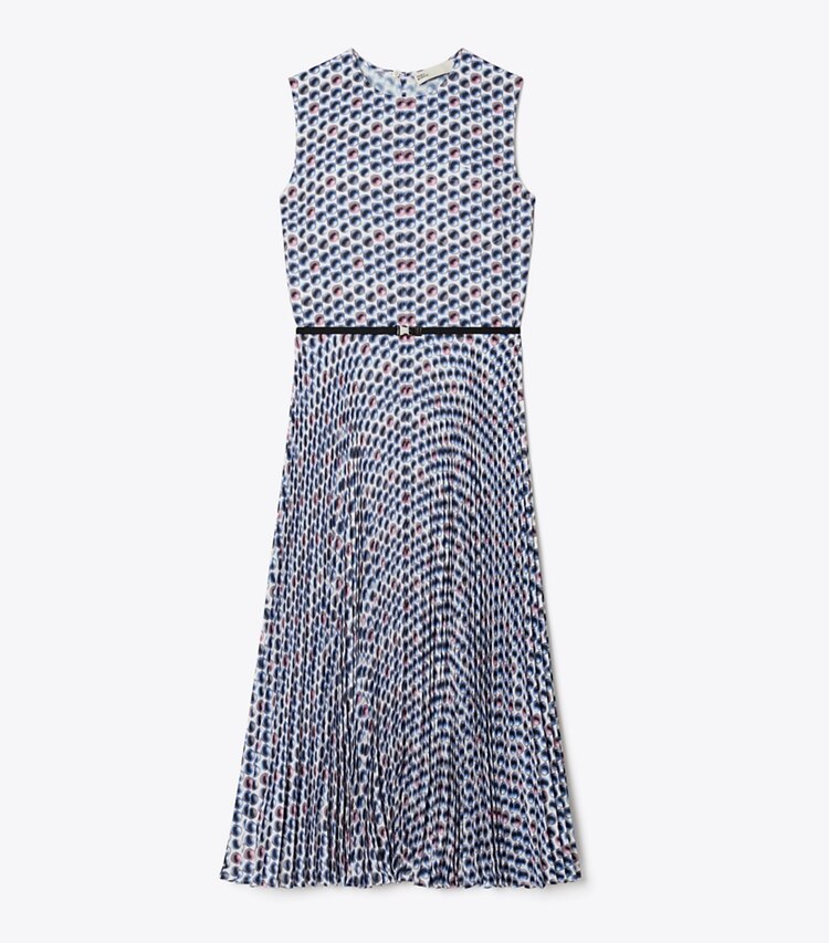 Tory Burch designer robes Robe imprimée en sergé in Blue Candy Dots front