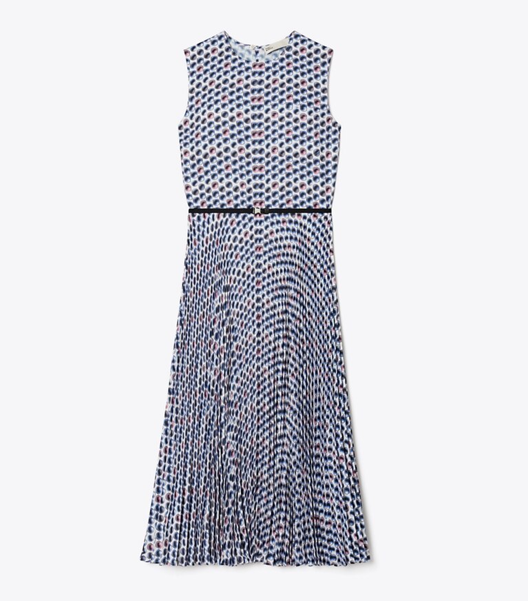 Tory Burch designer robes Robe imprimée en sergé in Blue Candy Dots front