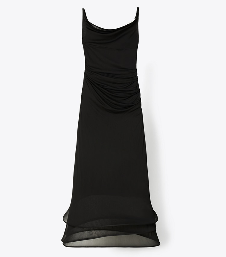 Tory Burch designer robes Robe longue à cerceaux in Black front