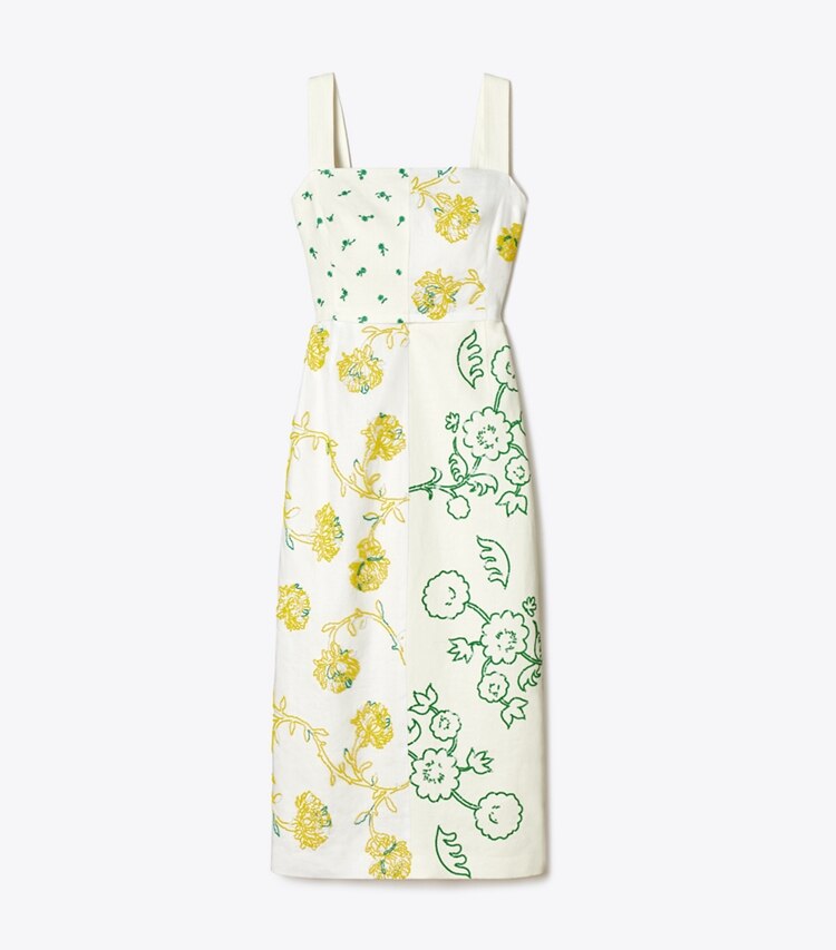 Tory Burch designer robes Robe patchwork à ornements in New Ivory front