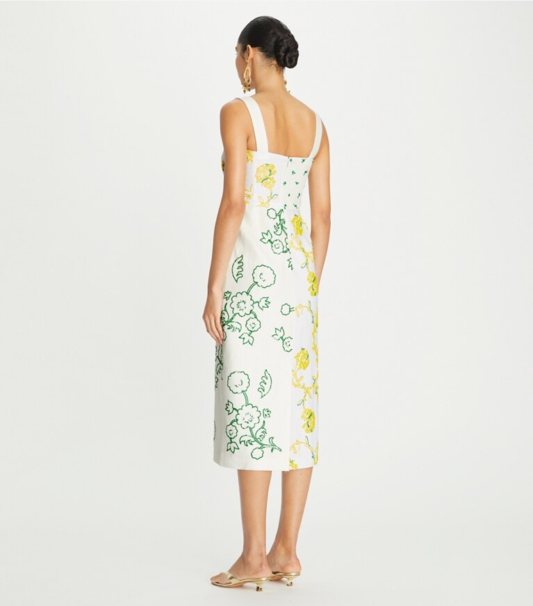 Tory Burch designer robes Robe patchwork à ornements in New Ivory on model back