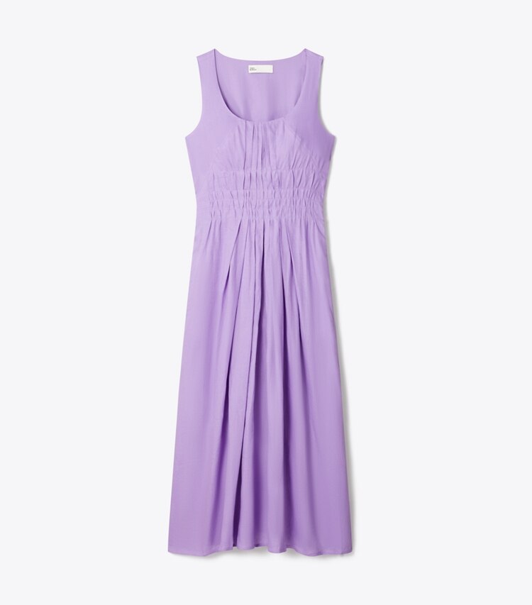 Tory Burch designer paréos Robe plissée en lin in Purple Thistle front