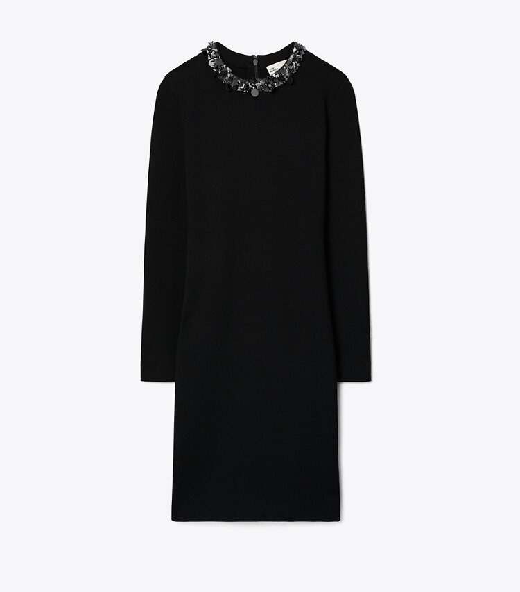 Tory Burch designer robes Robe pull à ornements in Black front