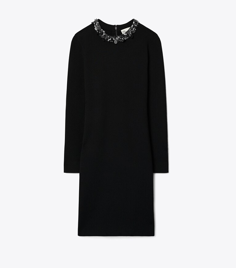 Tory Burch designer robes Robe pull à ornements in Black front