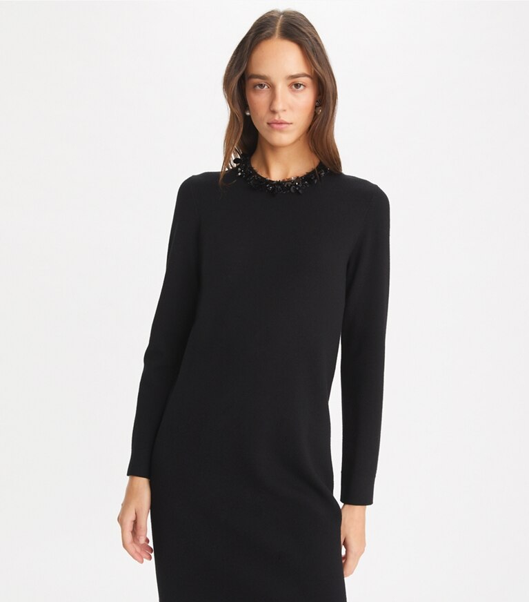 Tory Burch designer robes Robe pull à ornements in Black front