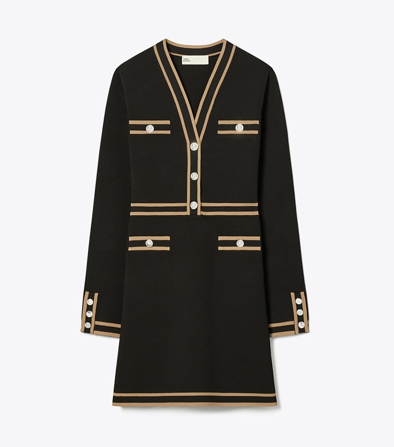 Tory Burch designer robes Robe pull Kendra en viscose in Black / Chameau front
