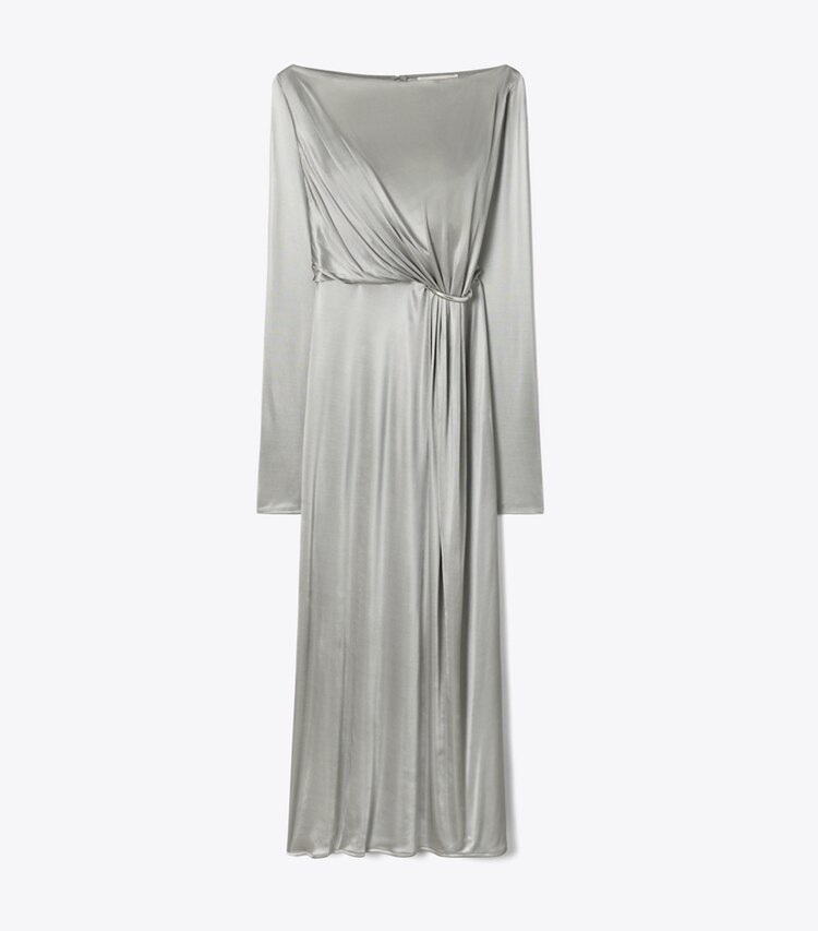 Tory Burch designer robes Robe ruchée en jersey in Gray front