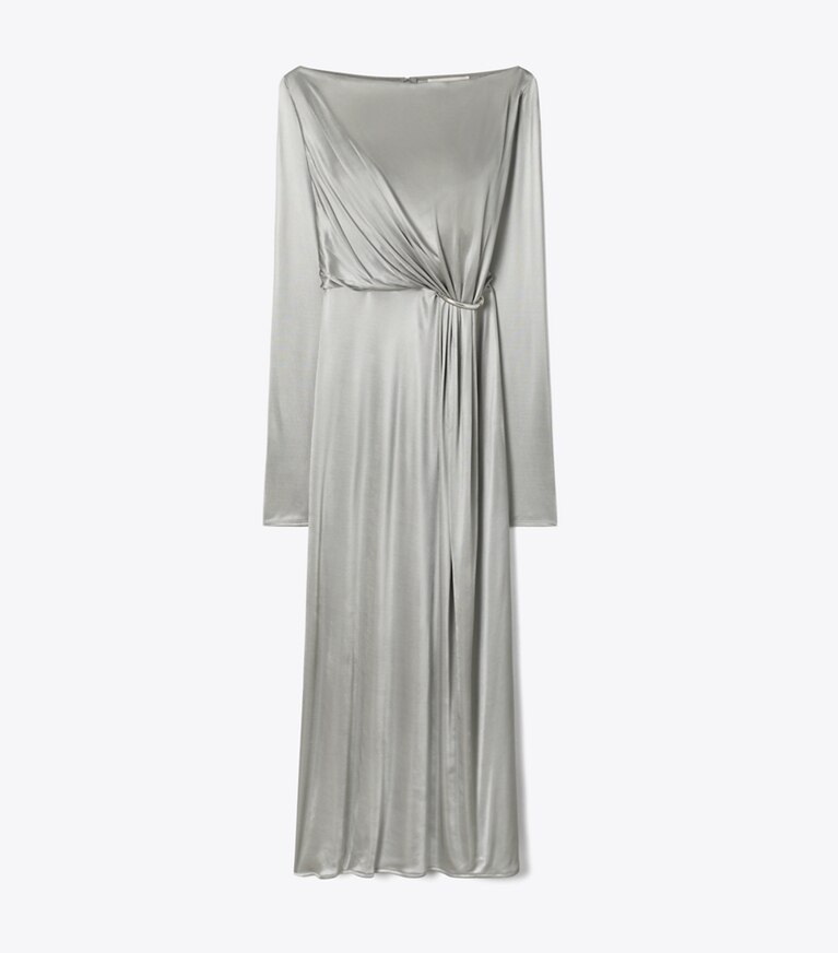 Tory Burch designer robes Robe ruchée en jersey in Gray front