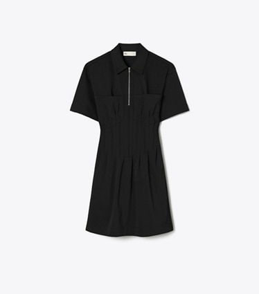 Tory Burch designer robes Robe zippée à l'avant dans Black de face